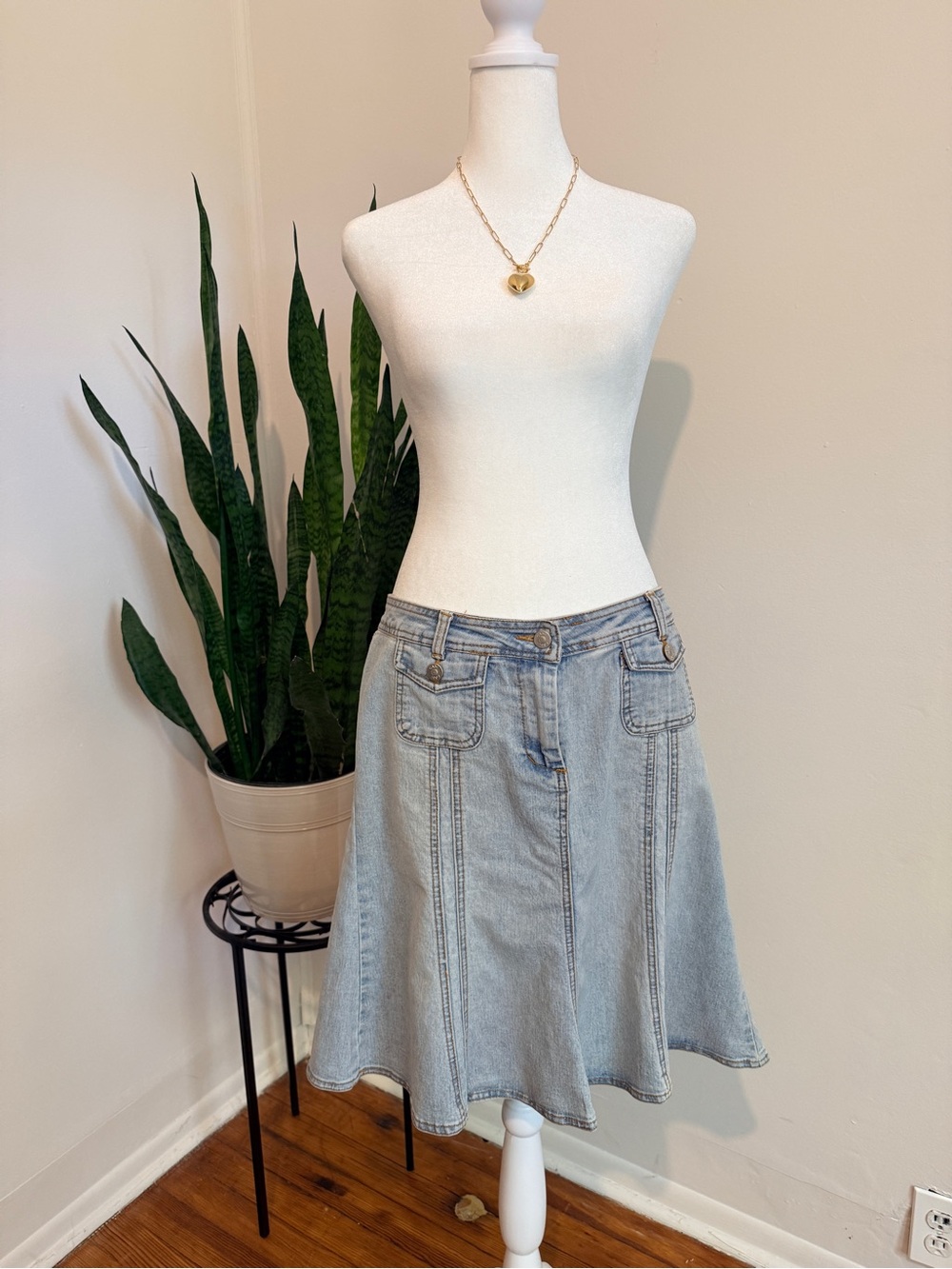 CAbi | Light Blue Denim A-Line Skirt